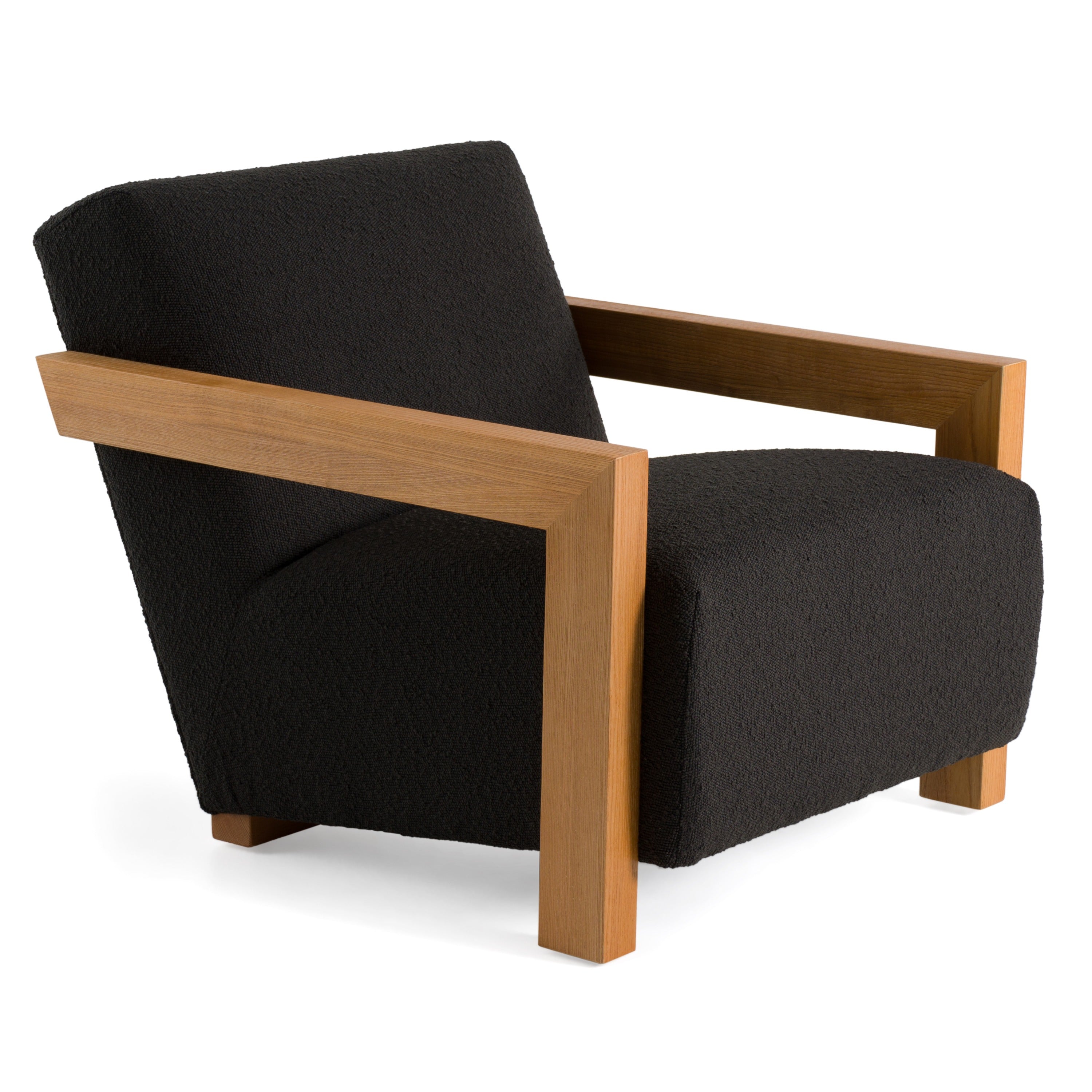 Modrest Rosen Modern Black Fabric & Natural Oak Accent Chair Model VGMF-L3128-BLK