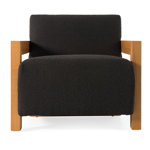 Modrest Rosen Modern Black Fabric & Natural Oak Accent Chair Model VGMF-L3128-BLK
