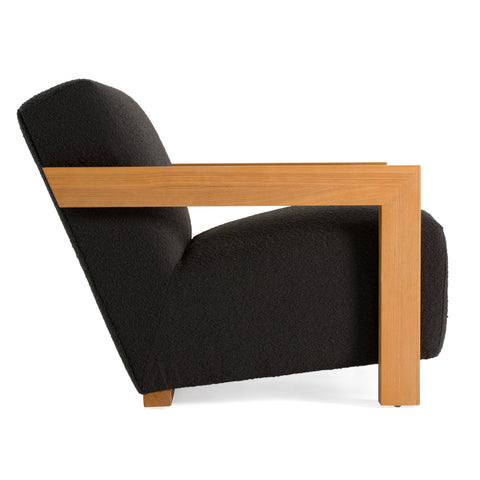 Modrest Rosen Modern Black Fabric & Natural Oak Accent Chair Model VGMF-L3128-BLK