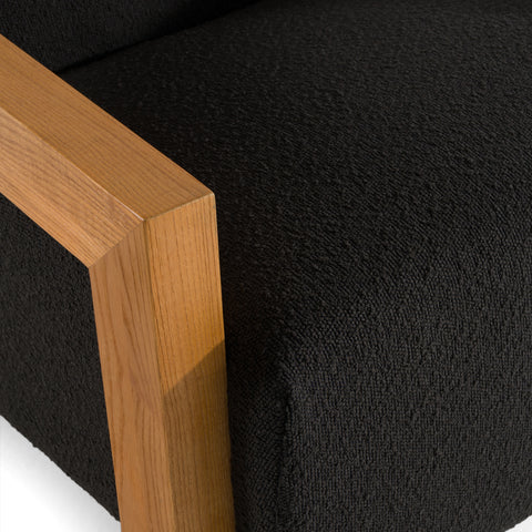 Modrest Rosen Modern Black Fabric & Natural Oak Accent Chair Model VGMF-L3128-BLK