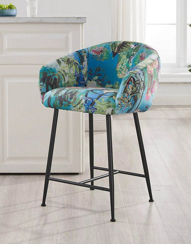 Modrest Roxann Modern Counter Stool in Funky Velvet