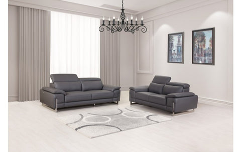 636 DivanItalia Dark Gray Sofa and Loveseat Set – Top Grain Italian LeatherModel:  636-DARK-GRAY-2PC