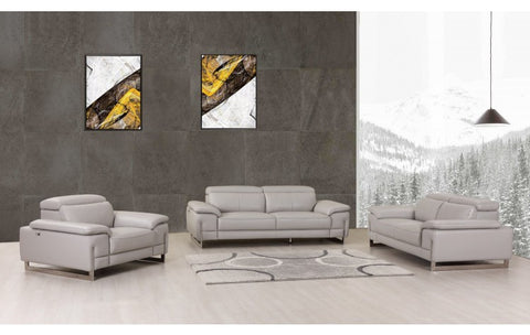 636 DivanItalia Light Gray Sofa Set – Top Grain Italian LeatherModel:  636-LIGHT-GRAY