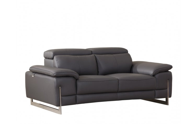 636 DivanItalia Dark Gray Loveseat – Top Grain Italian LeatherModel:  636-DARK-GRAY-L