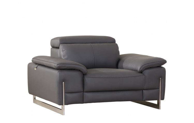 636 DivanItalia Dark Gray Chair – Top Grain Italian LeatherModel:  636-DARK-GRAY-CH