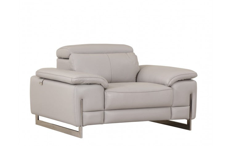 636 DivanItalia Light Gray Chair – Top Grain Italian LeatherModel:  636-LIGHT-GRAY-CH