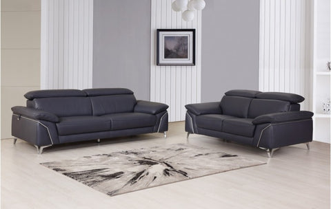 727 DivanItalia Navy Sofa and Loveseat Set – Top Grain Italian LeatherModel:  727-NAVY-2PC