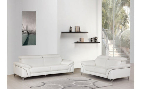 727 DivanItalia White Sofa and Loveseat Set – Top Grain Italian LeatherModel:  727-WHITE-2PC