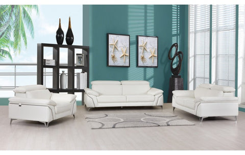 727 DivanItalia White Sofa Set – Top Grain Italian LeatherModel:  727-WHITE