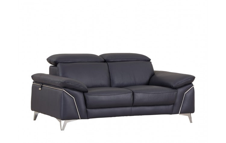 727 DivanItalia Navy Loveseat – Top Grain Italian LeatherModel:  727-NAVY-L