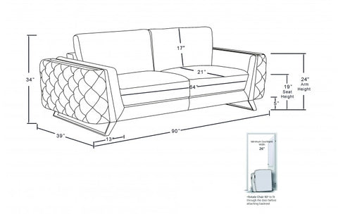 Caviani Top Grain Leather Sofa Model:  1050-WHITE-S