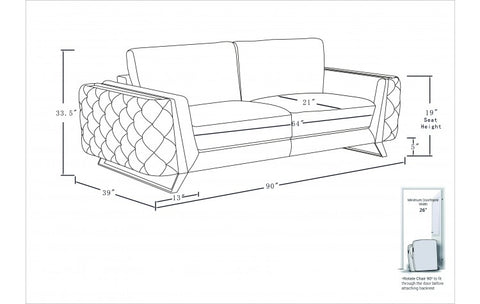 Caviani Top Grain Leather Sofa Model:  1050-DK-GRAY-S