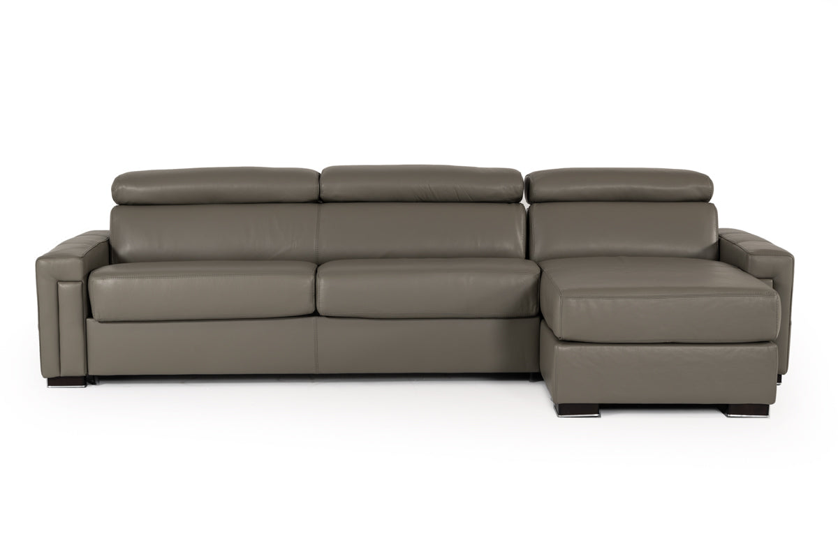Lamod Italia Sacha Modern Dark Grey Leather Reversible Sectional Sofa Bed With Storage Model VGNTSACHA-C611