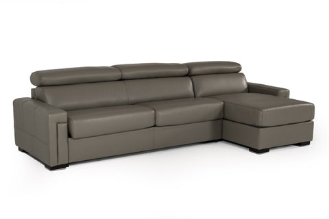 Lamod Italia Sacha Modern Dark Grey Leather Reversible Sectional Sofa Bed With Storage Model VGNTSACHA-C611