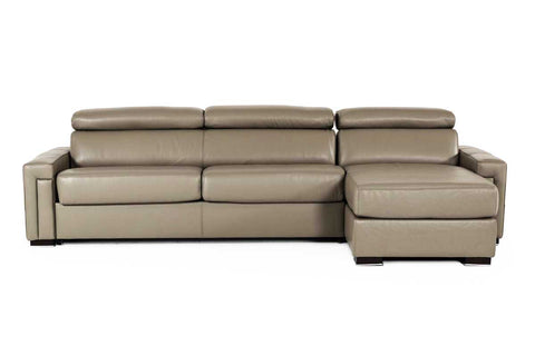 Lamod Italia Sacha Modern Stone Grey Leather Reversible Sectional Sofa Bed With Storage Model VGNT-SACHA-ST