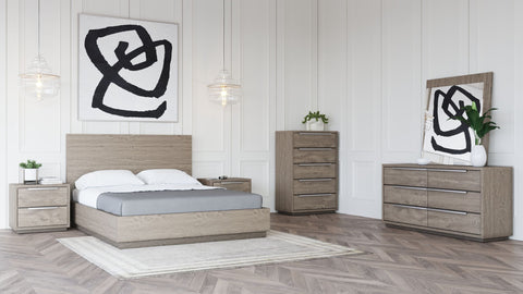 Eastern King Modrest Samson Contemporary Grey & Silver Bedroom Set Model VGLBHAMI-SET-EK