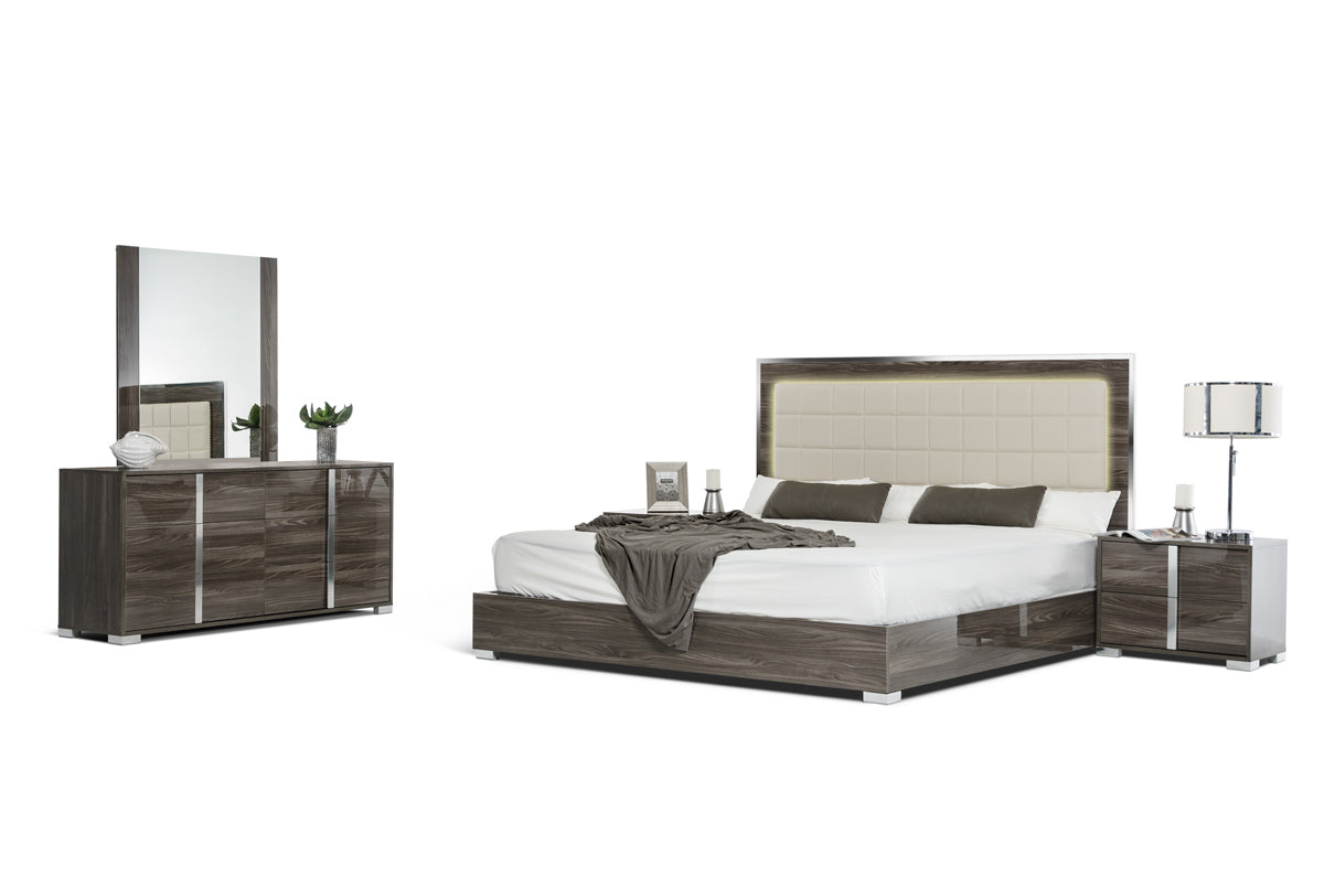 Eastern King Modrest San Marino Modern Grey Bedroom Set Model VGACSANMARINO-SETGRY-EK