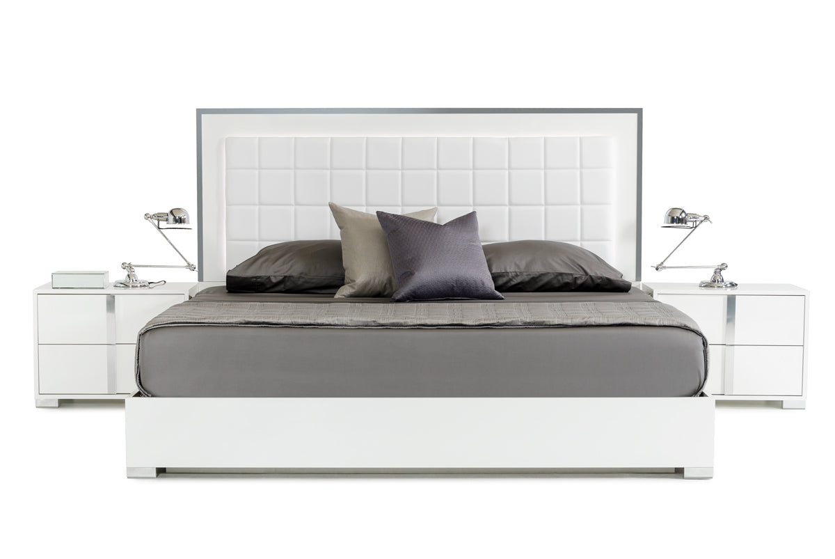 California King Modrest San Marino Modern White Bed Model VGACSANMARINO-BED-WHT-CK