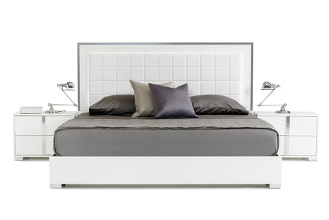 California King Modrest San Marino Modern White Bed Model VGACSANMARINO-BED-WHT-CK