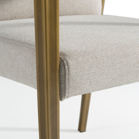 Modrest Sanders Modern Off White Fabric & Brass Dining Chair Model VGGA-6235CH-1-OFF