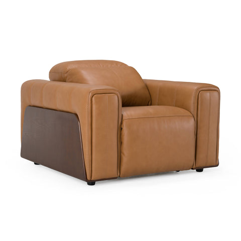 Divani Casa Sandstone Modern Brown Leather Electric Recliner Chair Model VGKV-KM.6120-CHR-BRN