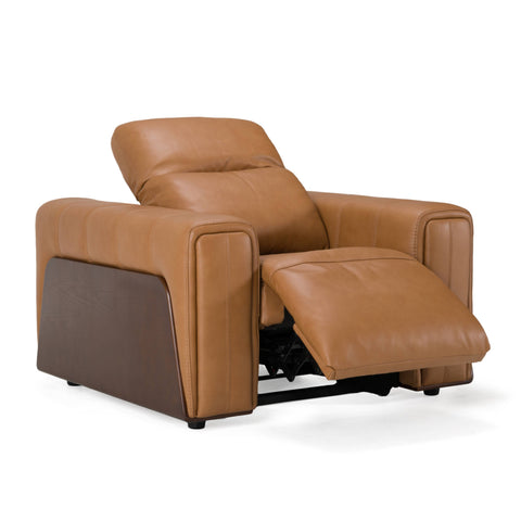 Divani Casa Sandstone Modern Brown Leather Electric Recliner Chair Model VGKV-KM.6120-CHR-BRN