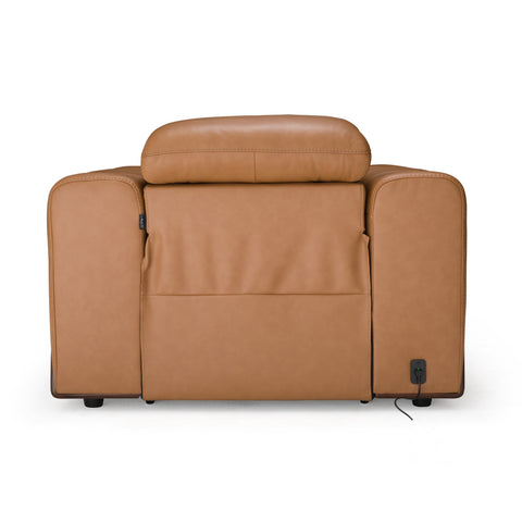Divani Casa Sandstone Modern Brown Leather Electric Recliner Chair Model VGKV-KM.6120-CHR-BRN