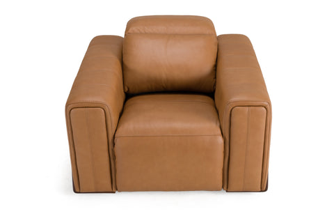 Divani Casa Sandstone Modern Brown Leather Electric Recliner Chair Model VGKV-KM.6120-CHR-BRN