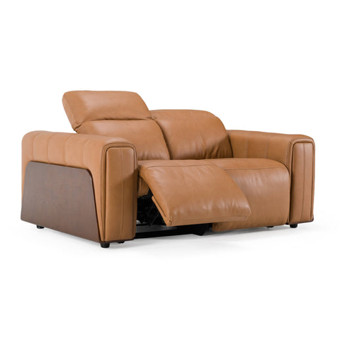 Divani Casa Sandstone Modern Brown Leather Loveseat With 2 Electric Recliners Model VGKV-KM.6120-LOVE-BRN