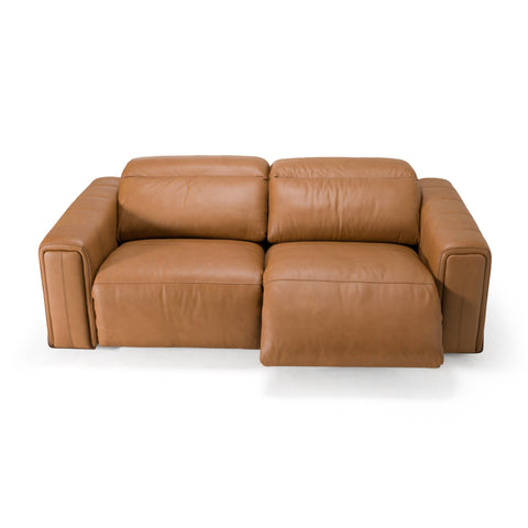 Divani Casa Sandstone Modern Brown Leather Sofa With 2 Electric Recliners Model VGKV-KM.6120-SOFA-BRN