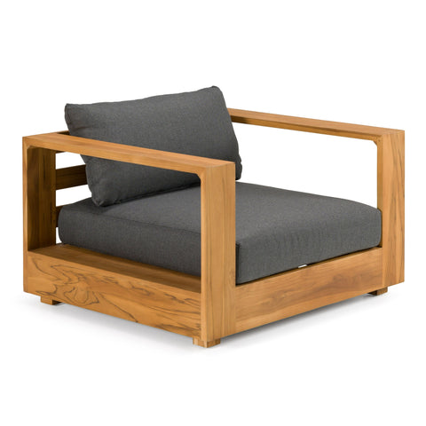 Renava Santorini Outdoor Grey Olefin Fabric & Natural Teak Sofa Set Model VGEF-CROVIE-SET