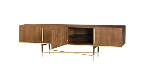 Modrest Bernard Mid Century Modern Walnut & Gold Buffet Model VGCSSB-17118
