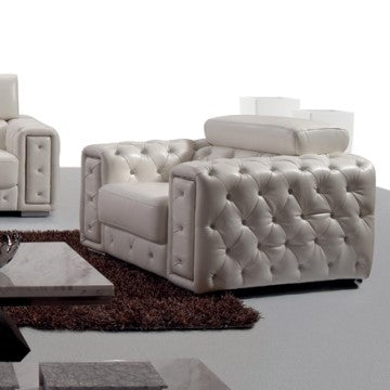Divani Casa Lumy Modern Tufted White Leather Chair With Crystals Model VGBN3025-CHR