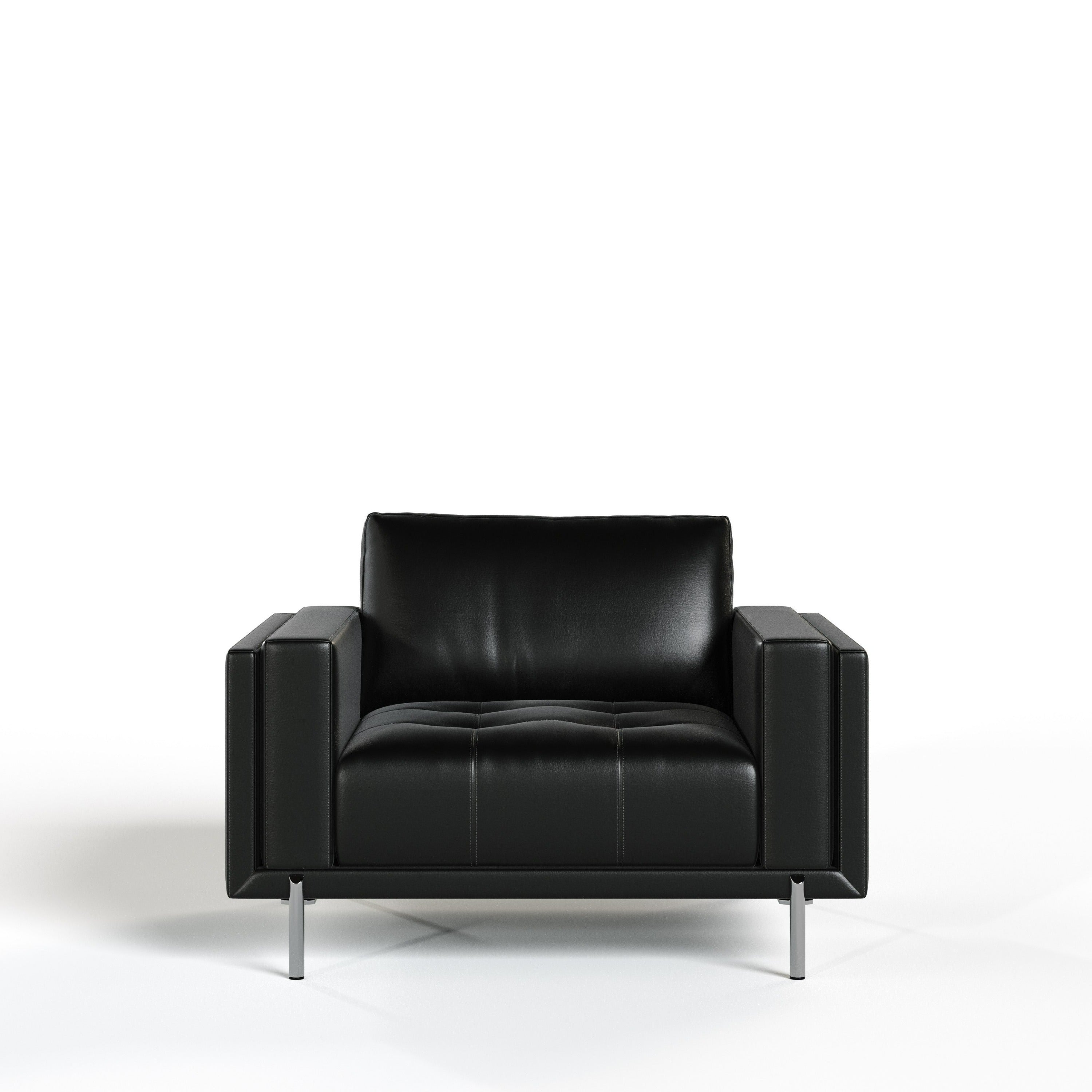 Divani Casa Schmidt Modern Black Leather Chair Model VGKK-KF.7020-CHR-BLK