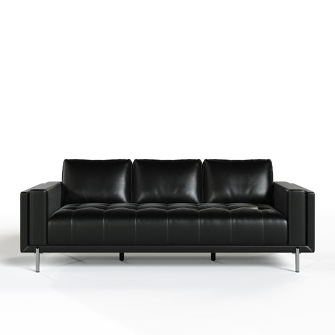 Divani Casa Schmidt Modern Black Leather Sofa Model VGKK-KF.7020-SOFA-BLK