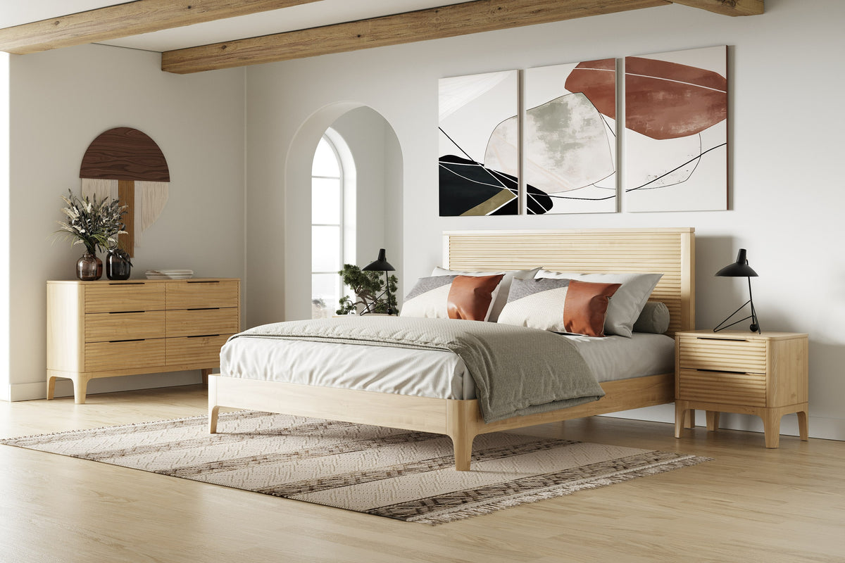Eastern King Modrest Seattle Modern Natural Oak Bedroom Set Model VGWD-SEA-QBKB-SET-EK