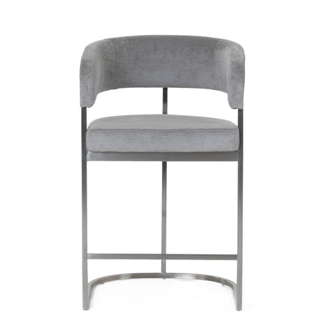 Modrest Sebastian Modern Grey Fabric & Stainless Steel Counter Chair Model VGGA-6251CH-C-GRY