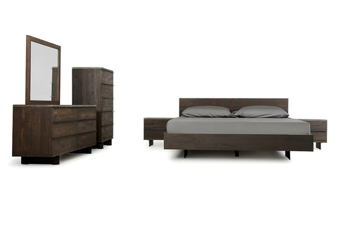 Queen Modrest Selma Modern Dark Aged Oak Concrete Bedroom Set