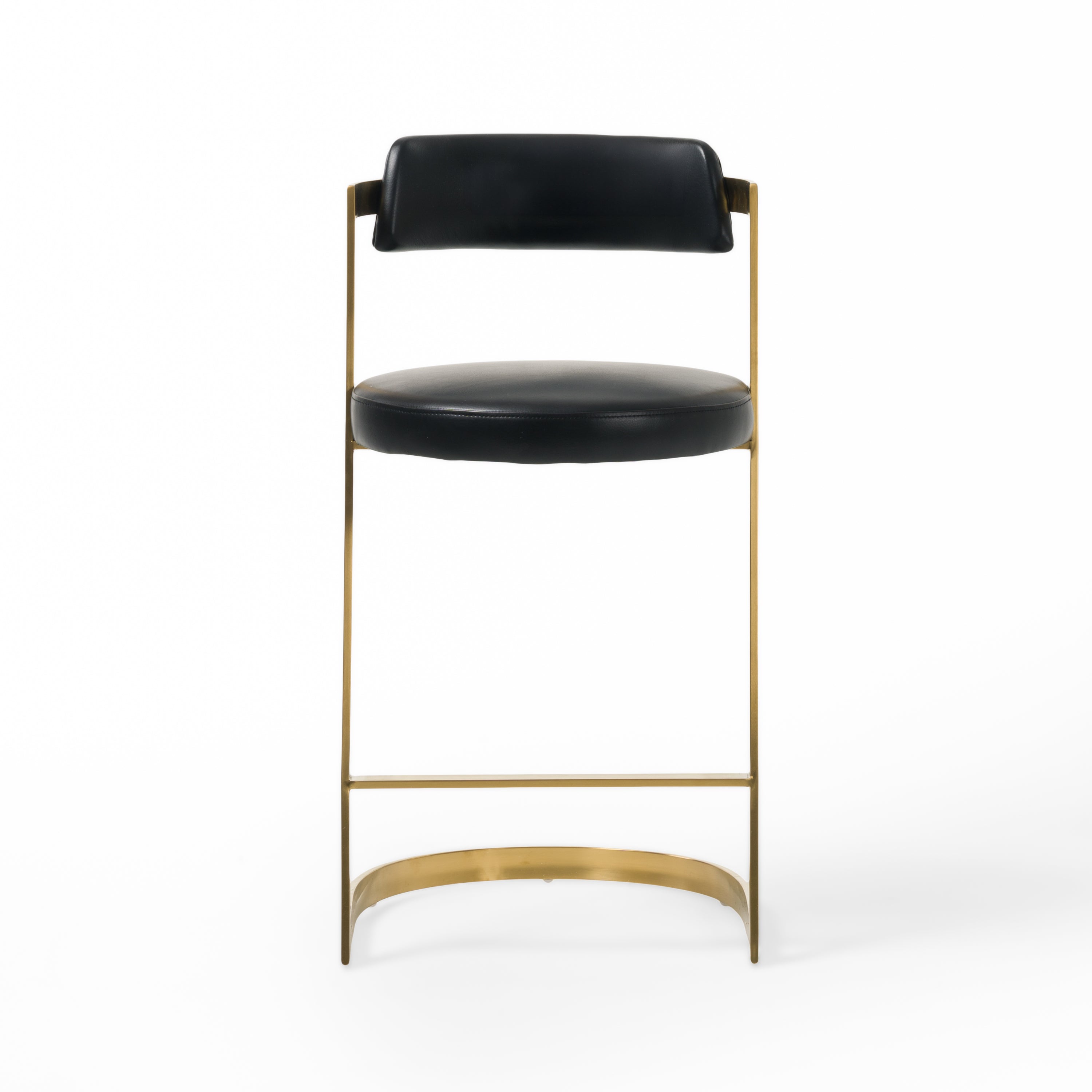 Modrest Shandra Black Pleather & Gold Counter Stool Model VGRHRHS-CS-220-PU-BLK-BS
