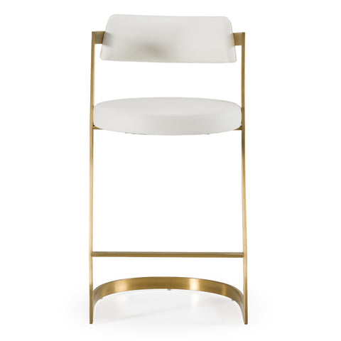 Modrest Shandra White Leatherette & Gold Counter Stool Model VGRH-RHS-CS-220-PU-WHT-CS