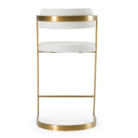 Modrest Shandra White Leatherette & Gold Counter Stool Model VGRH-RHS-CS-220-PU-WHT-CS