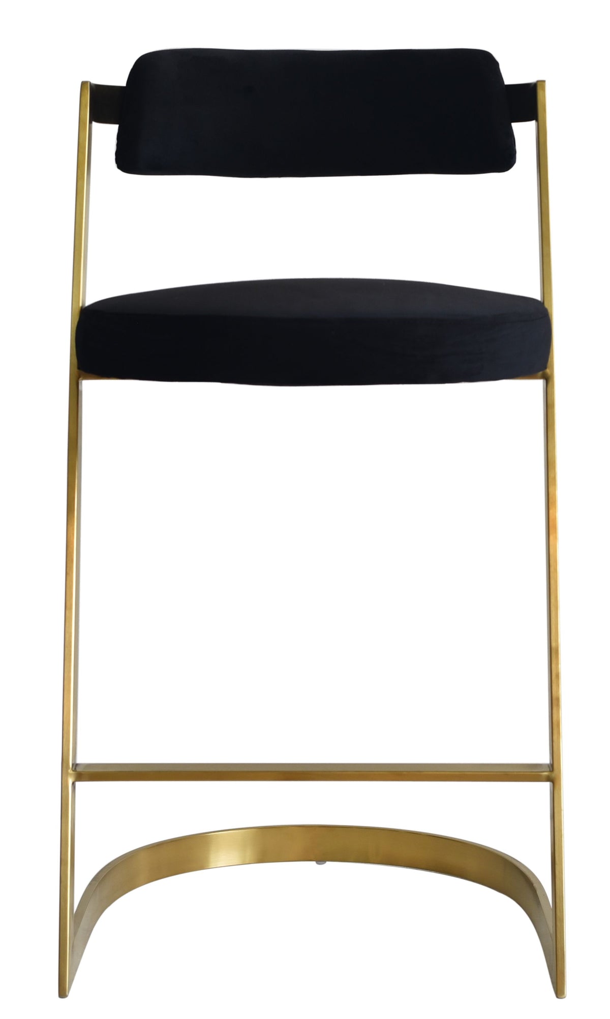 Modrest Shandra Black Velvet & Gold Counter Stool Model VGRHRHS-CS-220-FB-BLK-BS