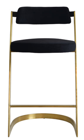 Modrest Shandra Black Velvet & Gold Counter Stool Model VGRHRHS-CS-220-FB-BLK-BS