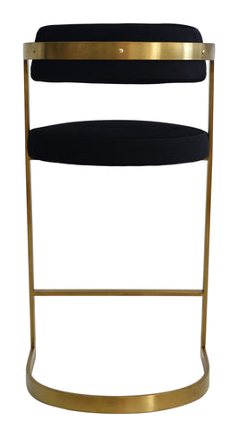 Modrest Shandra Black Velvet & Gold Counter Stool Model VGRHRHS-CS-220-FB-BLK-BS