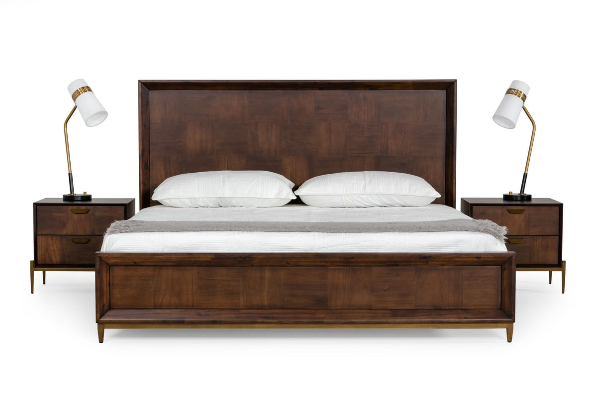 Modrest Shane Eastern King Modern Acacia & Brass Bed Model VGNXSHANE-BED-EK
