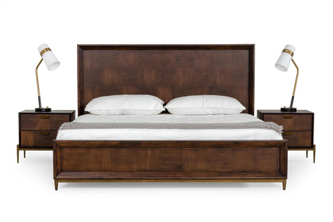 Modrest Shane Eastern King Modern Acacia & Brass Bed Model VGNXSHANE-BED-EK