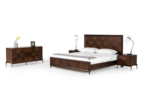 Modrest Shane - Eastern King Modern Acacia & Brass Bed