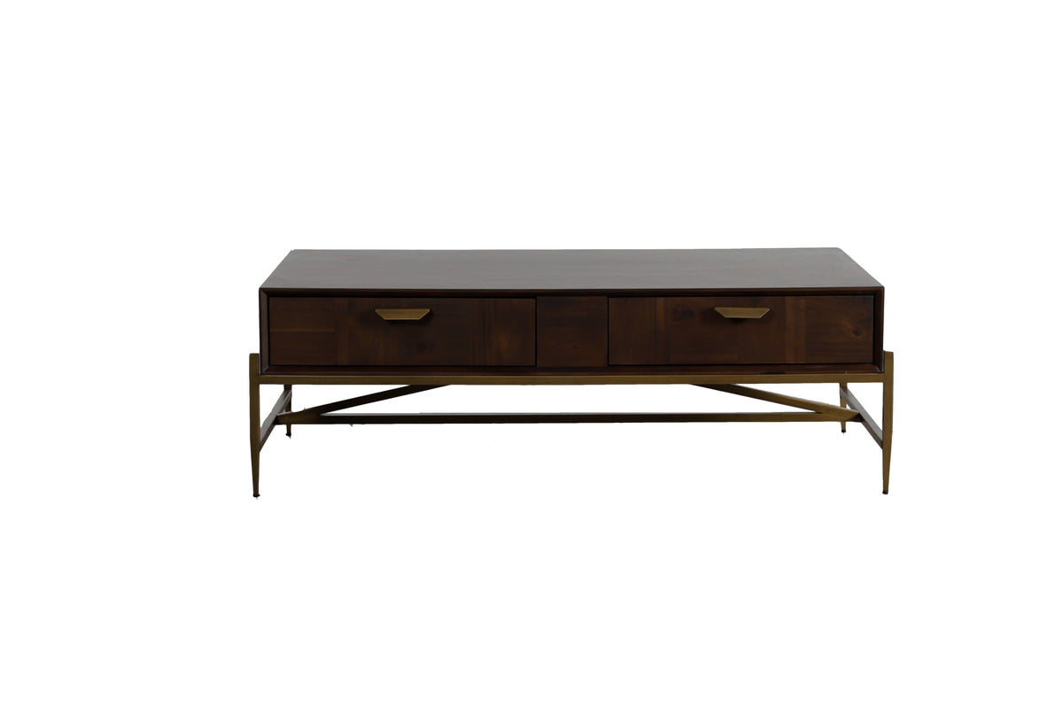 Modrest Shane Modern Acacia & Brass Coffee Table Model VGNXMEMPHIS-ACA-CT