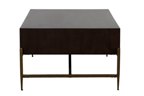 Modrest Shane Modern Acacia & Brass Coffee Table Model VGNXMEMPHIS-ACA-CT