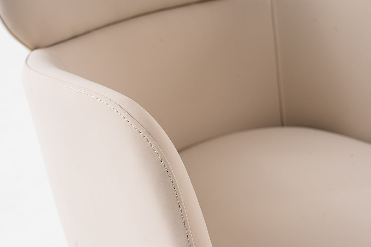 Modrest Shannon Modern Beige Vegan Leather & Rosegold Dining Chair Model VGVC-B022A-BGE